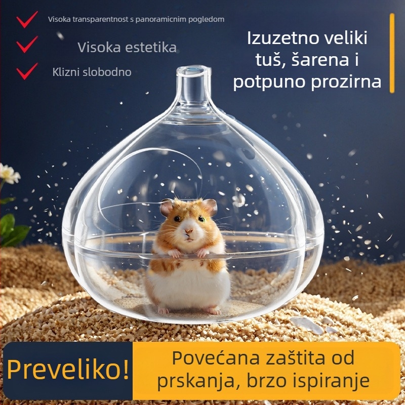 Kupaonica i WC za hrčka s poklopcem, prozirni PC materijal, protiv prskanja i deodoriranja