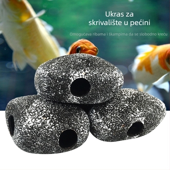 Dekoracija za akvarij od smole — sklonište od kamena u obliku pahulje za ribu i škampi, brend Duo Companion