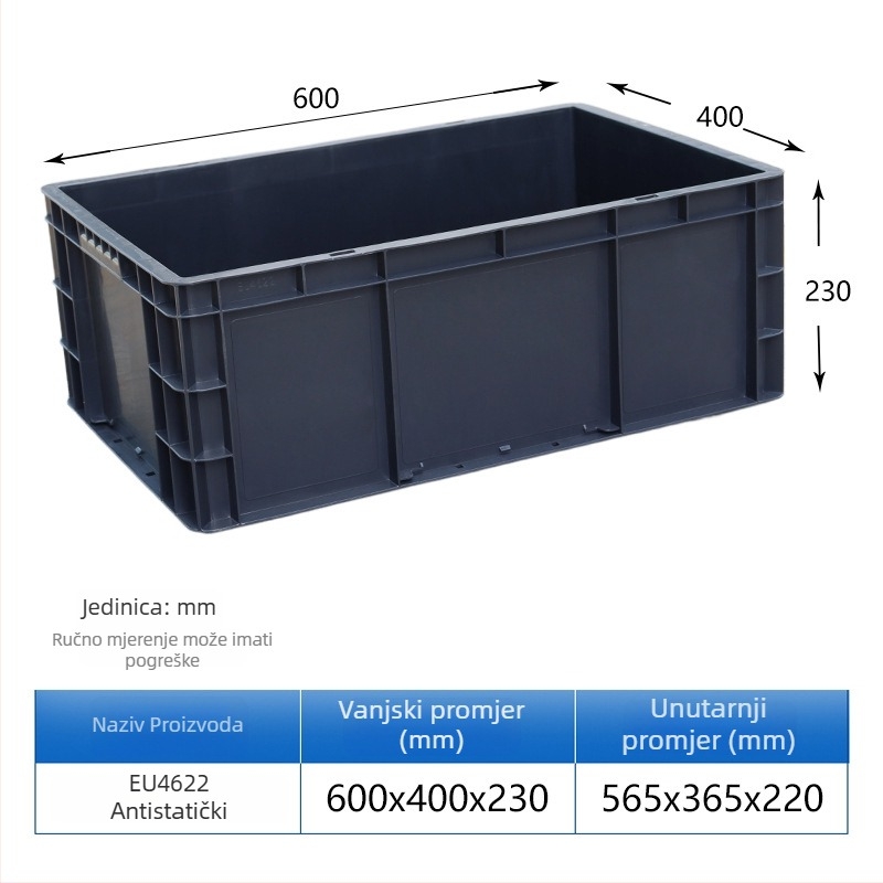 HDPE plastična turnover kutija, pravokutna, zapremnina 40-50 l, modeli 4628/4622/4616/46148, jednostavan moderan dizajn, mogućnost ispisa logotipa