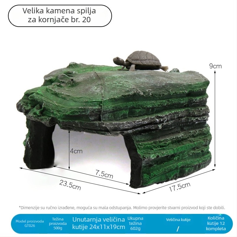 Živa kornjača bonsai ukras – mahovnim mikro-krajobrazom, platforme za sunčanje i penjanje, deblo, skrovište, set od 30 komada