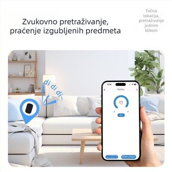 Dvosustavni locator za kućne ljubimce (Android i iOS) — Bluetooth 5.0, domet ~20 m, ABS materijal, lanac za ključeve, model T1