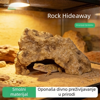 Kosturnja platforma za sunčanje s ljestvicom za penjanje i skrivenim skloništem — krajinski kamen za akvarij, model HCW41050, marka Pet Large Strip