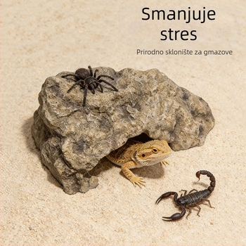 Kosturnja platforma za sunčanje s ljestvicom za penjanje i skrivenim skloništem — krajinski kamen za akvarij, model HCW41050, marka Pet Large Strip