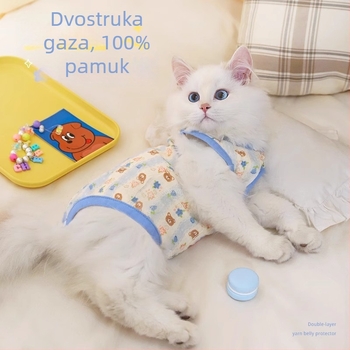 Odjeća za zaštitu trbuha mačaka, crtani stil, poliester, ljeto lagano