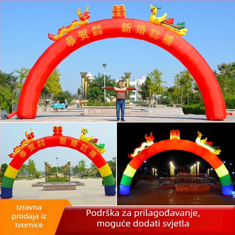 Vjenčani nafukljivi luk sa svjetlom – motiv Drak i Feniks, Oxford tkanina, pakiranje u torbu, LGQ/M marka, za vjenčanja