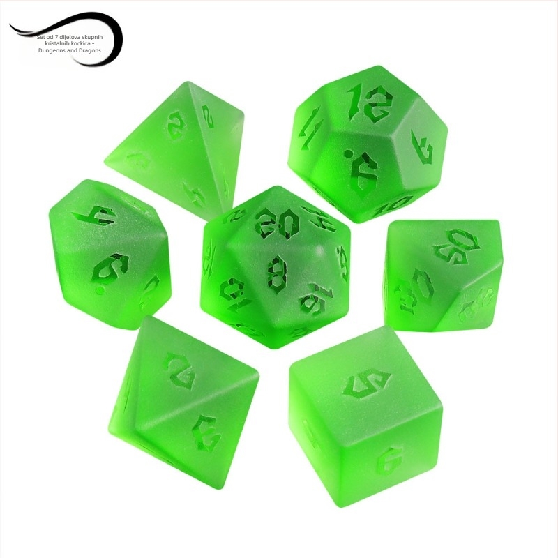 7-djelni kristalni set D&D kockica, K9 Crystal, višeuglene kocke, pravokutni stil