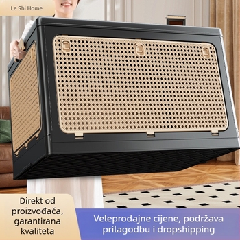 Sklopiva plastična kutija za pohranu, kapacitet 100-150 L, PP materijal, prenosiva s kotačićima, višenamjenski organizator