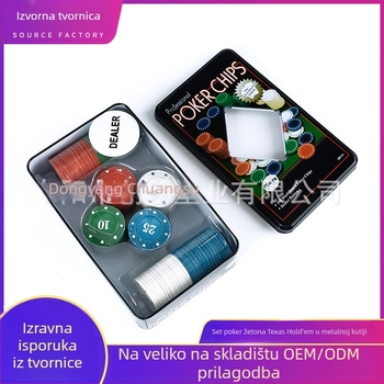 Texas Hold'em poker čipovi – set od 100 čipova, PS materijal, metalna kutija