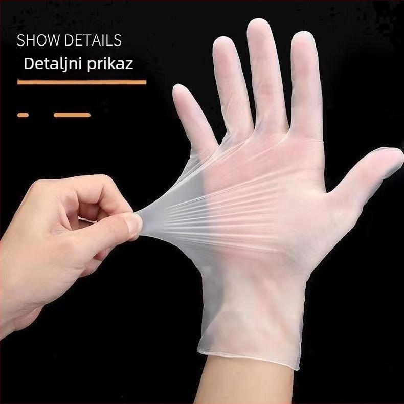 Jednokratne PVC rukavice za pregled - bez pudera, standardne debljine, pogodne za catering, kuhinju i dom