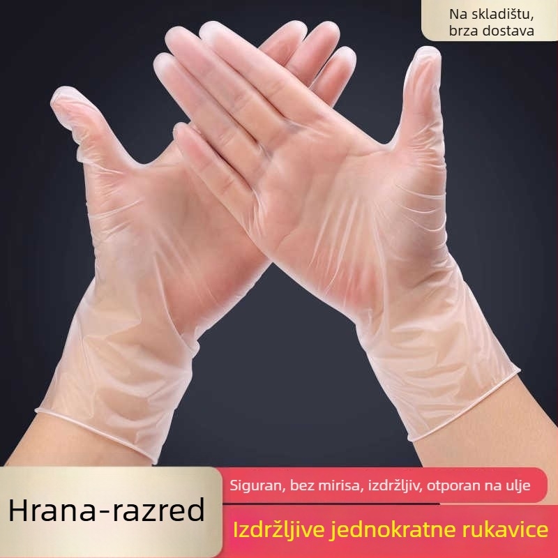Jednokratne PVC rukavice za pregled - bez pudera, standardne debljine, pogodne za catering, kuhinju i dom