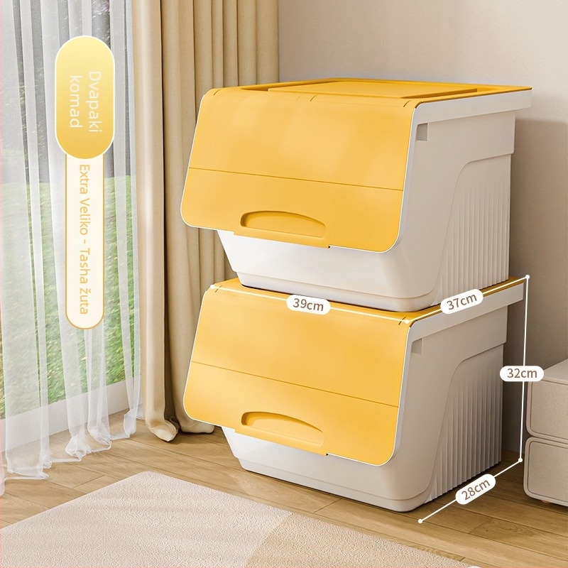 Kutija za pohranu s prednjim otvaranjem za kućnu upotrebu — velika zapremina, PP plast, 100% novi materijal, višenamjenska za igračke, knjige i odjeću, otporna na prašinu i vlagu