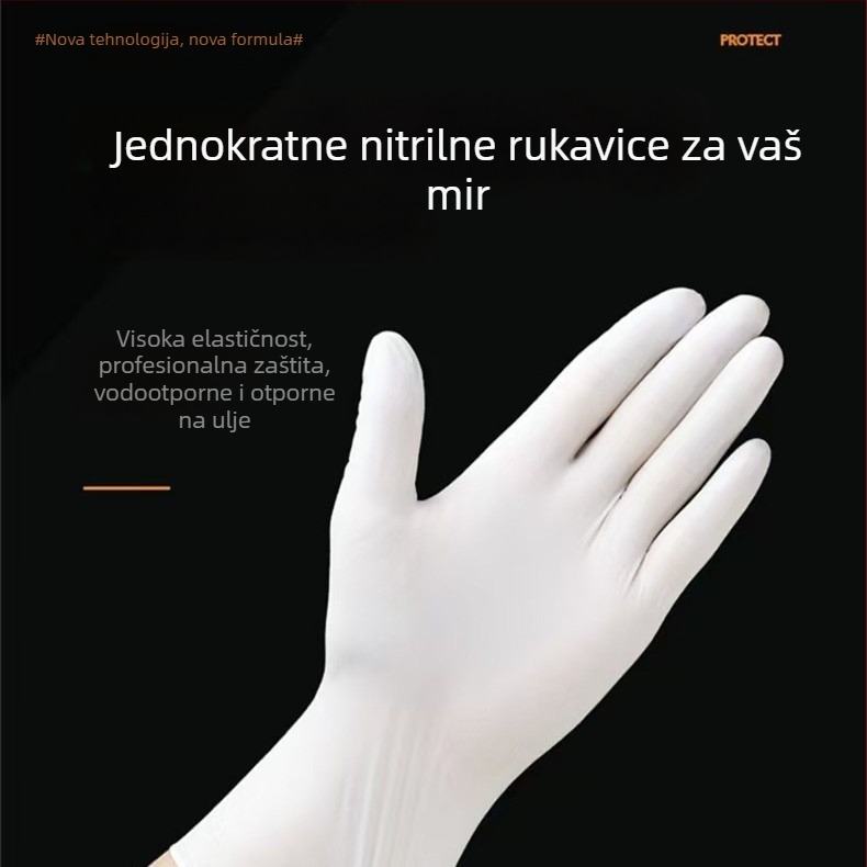 Jednokratne nitril rukavice, debele, otporne na habanje, protuklizne, otporne na ulje, izdržljive, bijele i crne nitril rukavice