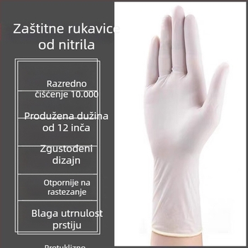 Jednokratne nitril rukavice, duljine 29 cm, pojačane, vodootporne i otporne na ulje, za preradu hrane, njegu kose i ljepotu, kućanstvo i laboratorije