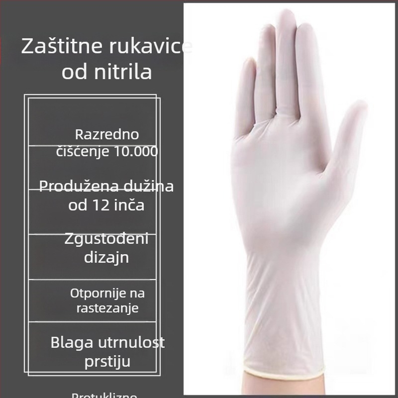 Jednokratne nitril rukavice, duljine 29 cm, pojačane, vodootporne i otporne na ulje, za preradu hrane, njegu kose i ljepotu, kućanstvo i laboratorije
