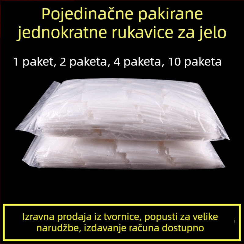 Jednokratne rukavice, pakirane pojedinačno, debelje, prozirne, PE polietilen