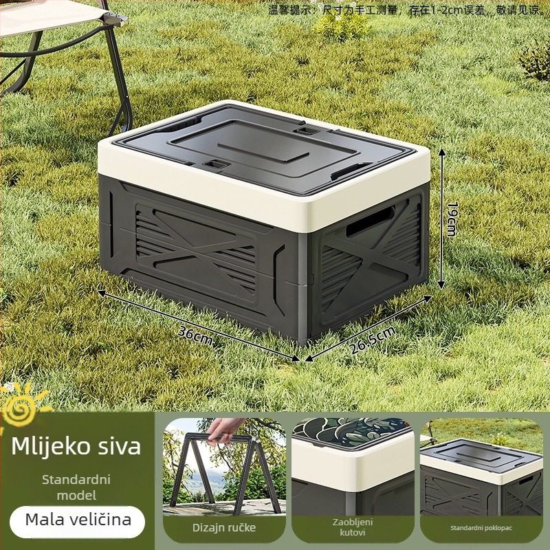 Sklopiva PP plastična kutija za skladištenje za kampiranje i kućnu upotrebu — velika zapremina, prijenosna, otporna na prašinu i vlagu, pogodna za prtljažnik automobila