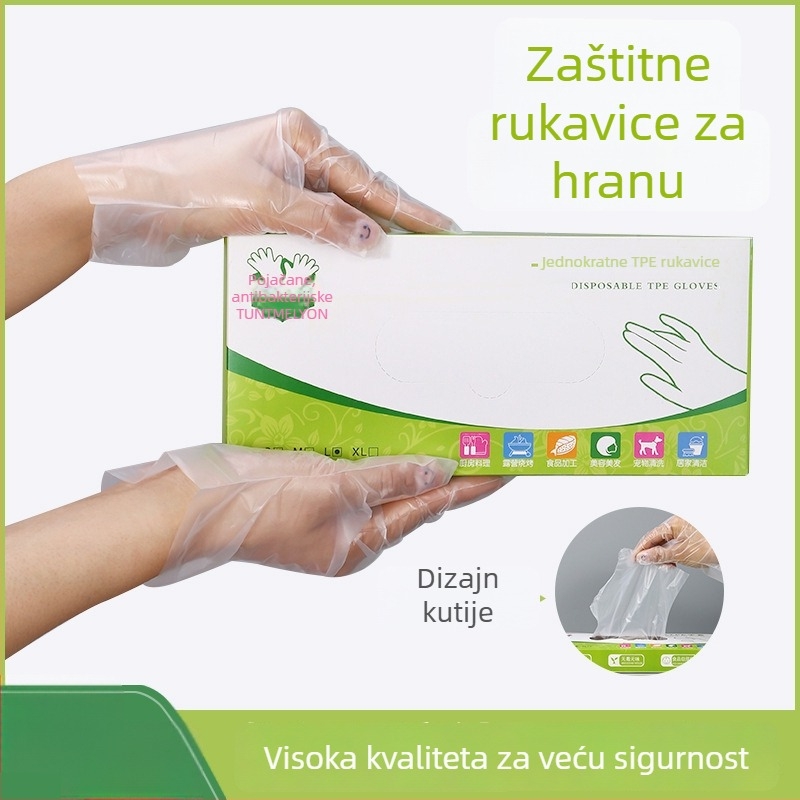 Jednokratne PE rukavice, debeli, vodootporne, protuklizne, kvalitete hrane