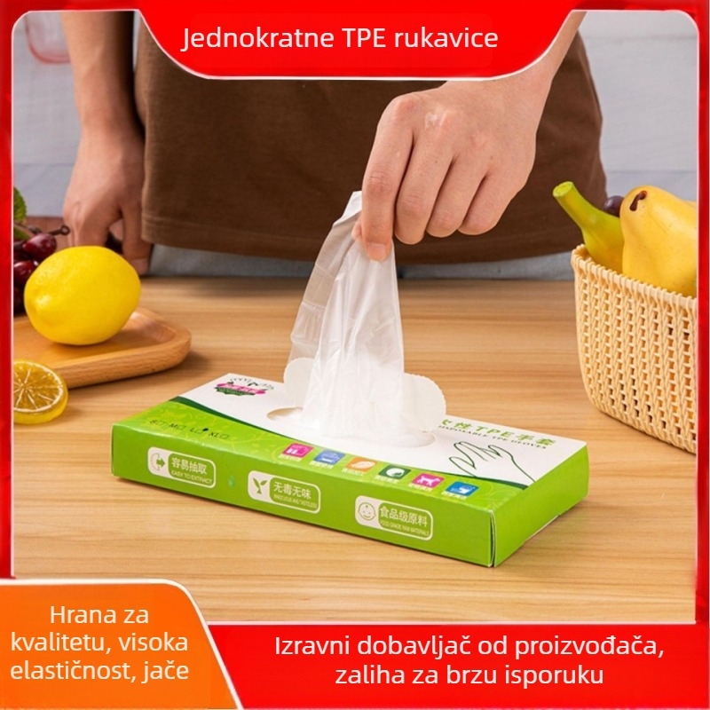 Jednokratne PE rukavice, debeli, vodootporne, protuklizne, kvalitete hrane