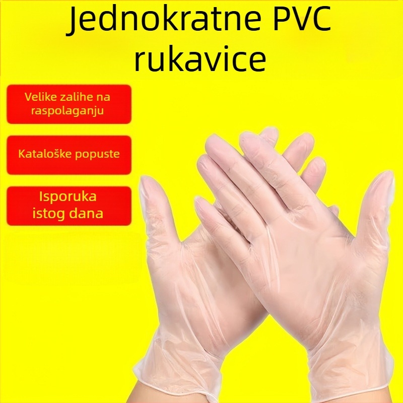 Jednokratne PVC rukavice, prehrambena kvaliteta, debljina 0,05–0,1 mm, vodootporne