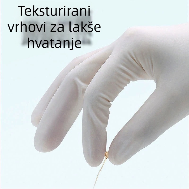 Zhende jednokratne medicinske rukavice za pregled, teksturirane, bez praška, prirodni lateks, 100 komada u kutiji