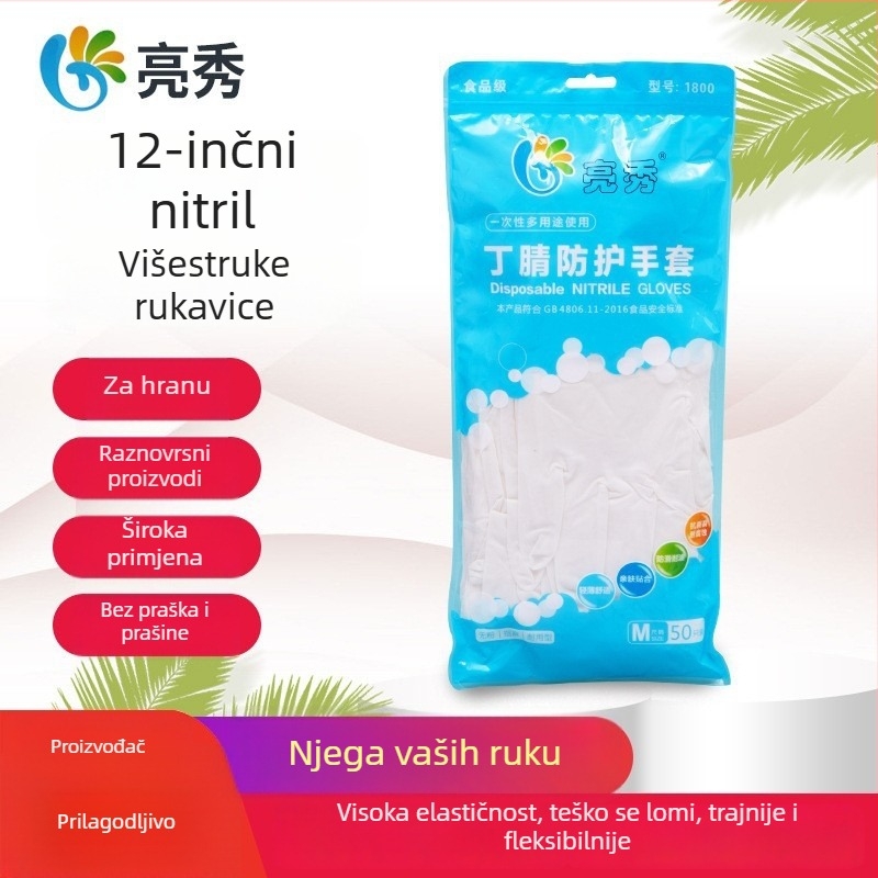 Jednokratne nitril rukavice s produženim manžetom, za pranje posuđa i kuhinju, izdržljive gumene rukavice