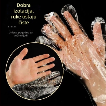 Jednokratne PE rukavice, kvaliteta hrane, 0,3 mm debljine, otporne, za kuhinjsku uporabu