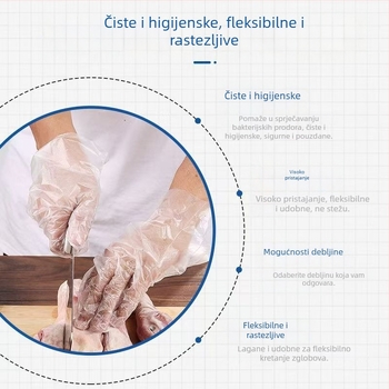 Jednokratne PE rukavice, kvaliteta hrane, 0,3 mm debljine, otporne, za kuhinjsku uporabu