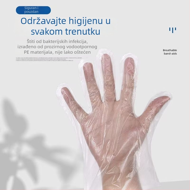 Jednokratne PE rukavice, kvaliteta hrane, 0,3 mm debljine, otporne, za kuhinjsku uporabu