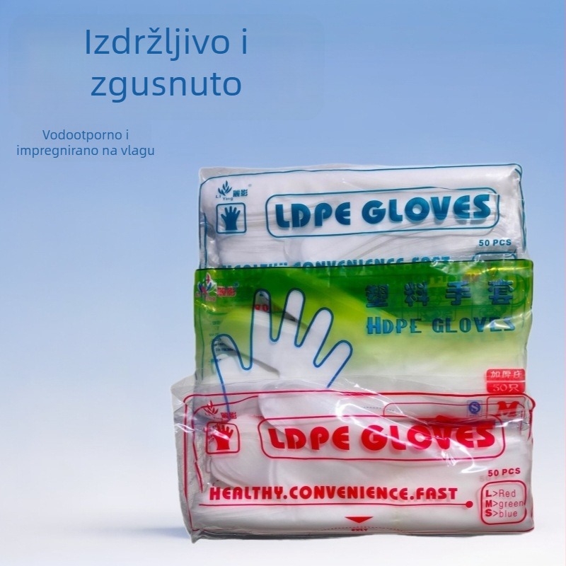 Jednokratne debeli plastični rukavice, mat i prozračni, otporni na masnoće i vodu, pogodni za catering sushi i jastog