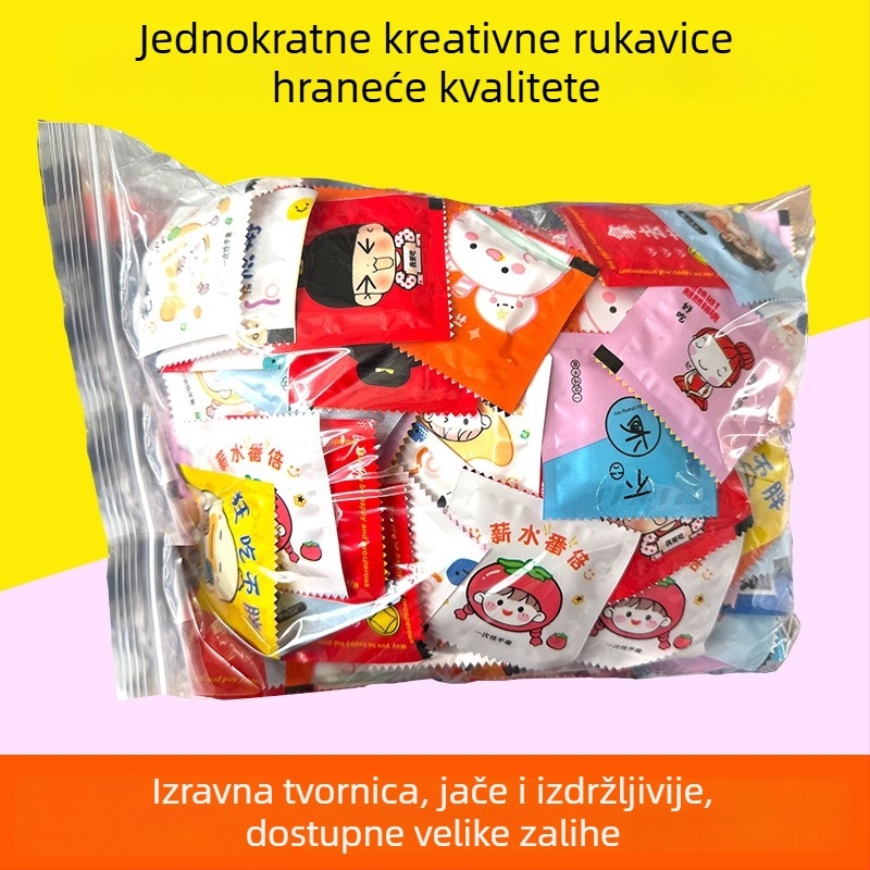 Huamao Plastic jednokratne rukavice za prehrambenu industriju, za catering, individualno pakirane, dvostruko pakiranje