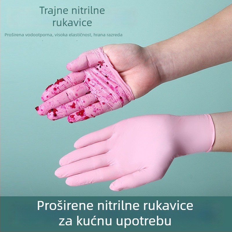 Jednokratne nitrilne rukavice za kućanstvo i kuhinjsko čišćenje, prehrambene klase, debeli, jednobojne, kutija 200 komada
