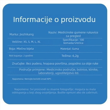 Jednokratne latex rukavice Jie Zhikang, težina 4
