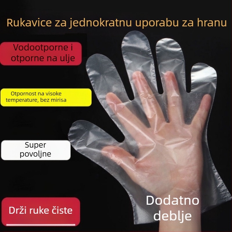 Jednokratne prozirne PE rukavice – otporne na ulje, 0,3 mm, ojačane