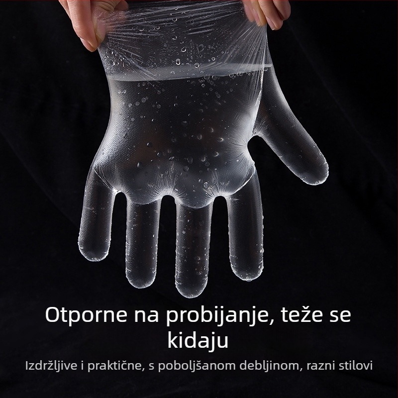 Jednokratne prozirne PE rukavice – otporne na ulje, 0,3 mm, ojačane