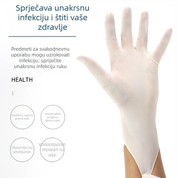 Jednokratne lateks rukavice, protuklizne, prozirni uzorak, uobičajena debljina, otisnut logotip