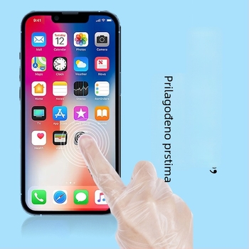 Jednokratne rukavice za kućanstvo od TPE, prehrambena kvaliteta, proziran uzorak, debljina 0,02 mm, duljina 28 cm, 100 komada u kutiji