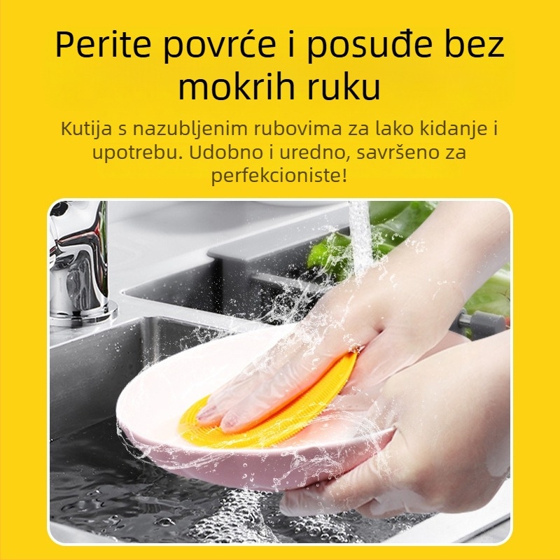 Jednokratne rukavice za kućanstvo od TPE, prehrambena kvaliteta, proziran uzorak, debljina 0,02 mm, duljina 28 cm, 100 komada u kutiji