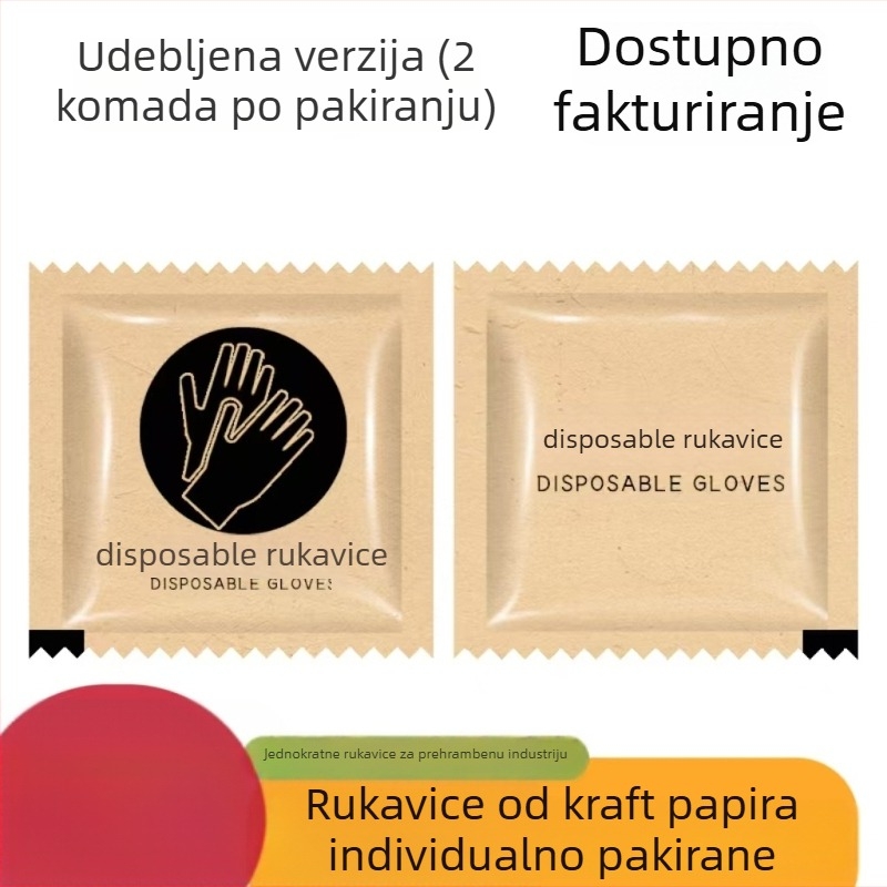 Jednokratne plastične rukavice, individualno pakirane, prehrambena kvaliteta, vodonepropusne, uzorak 00