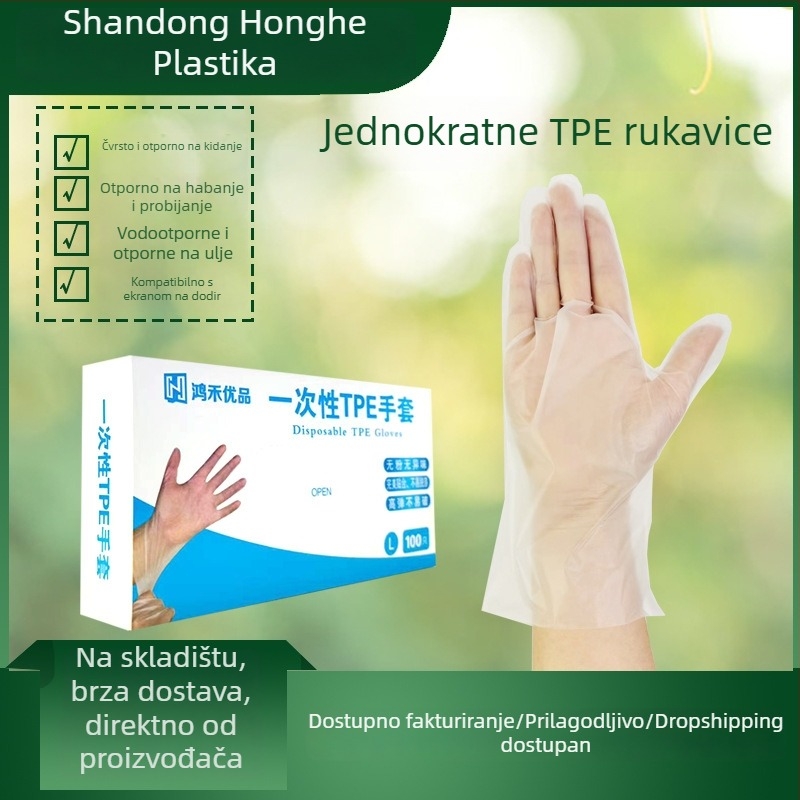 Jednokratne TPE rukavice, deblje, prozirno mat završna obrada, jednobojne, protuklizne
