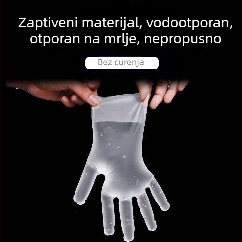 Jednokratne plastične rukavice, 1.1 mm debljina, prozirne, zaštita od prašine, labava manšeta