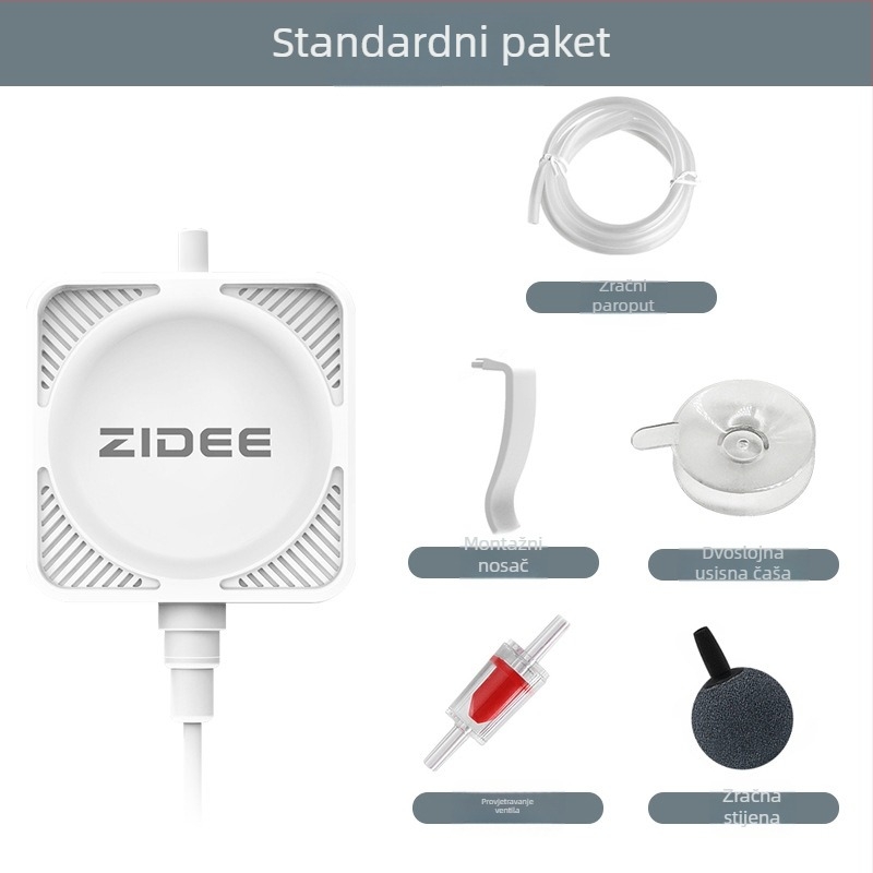 Stolna pumpa za kisik za akvarij, protok 450 ml/min, snaga 1,3 W, buka ≤30 dB, napajanje AC