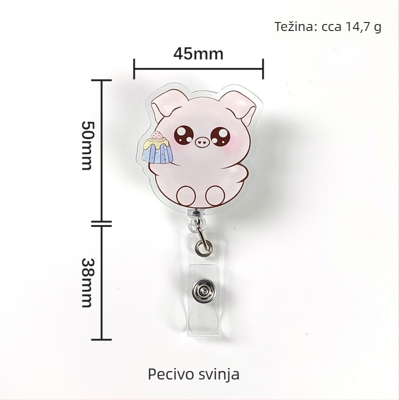 Akrilni klip za ID karticu s automatskim povlačenjem i gumbom za povlačenje; pogodan za liječnike i medicinske sestre; moguć ispis logotipa; nosivost 0,1 kg