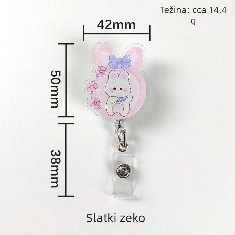 Akrilni klip za ID karticu s automatskim povlačenjem i gumbom za povlačenje; pogodan za liječnike i medicinske sestre; moguć ispis logotipa; nosivost 0,1 kg