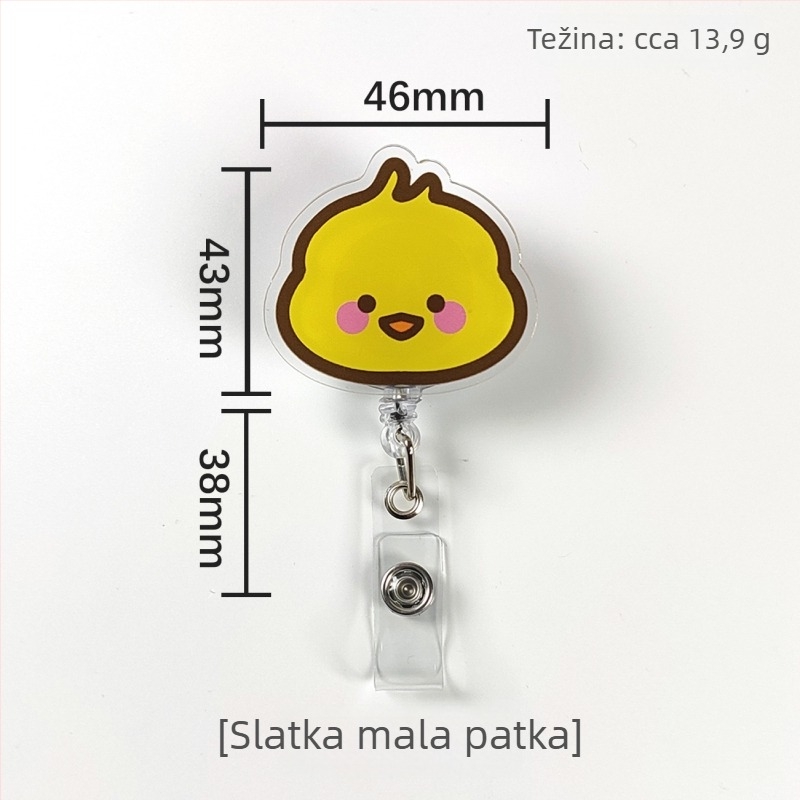 Akrilni klip za ID karticu s automatskim povlačenjem i gumbom za povlačenje; pogodan za liječnike i medicinske sestre; moguć ispis logotipa; nosivost 0,1 kg