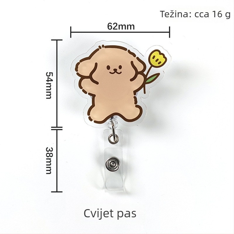 Akrilni klip za ID karticu s automatskim povlačenjem i gumbom za povlačenje; pogodan za liječnike i medicinske sestre; moguć ispis logotipa; nosivost 0,1 kg