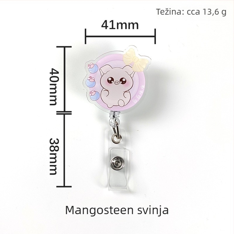 Akrilni klip za ID karticu s automatskim povlačenjem i gumbom za povlačenje; pogodan za liječnike i medicinske sestre; moguć ispis logotipa; nosivost 0,1 kg