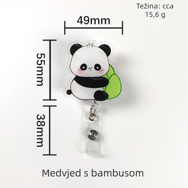 Akrilni klip za ID karticu s automatskim povlačenjem i gumbom za povlačenje; pogodan za liječnike i medicinske sestre; moguć ispis logotipa; nosivost 0,1 kg