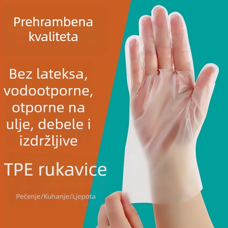 Jednokratne TPE rukavice, kvalitete hrane, prozirne, zadebljane, u kutiji