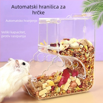 Akrilni hranilnik za hrčke, posuda za hranu, automatsko hranjenje, velik kapacitet, oprema za kućne ljubimce
