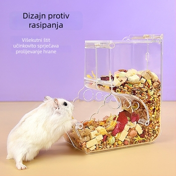 Akrilni hranilnik za hrčke, posuda za hranu, automatsko hranjenje, velik kapacitet, oprema za kućne ljubimce